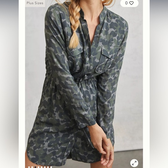 Anthropologie cloth and stone Nina camo shirt dress - Picture 2 of 10